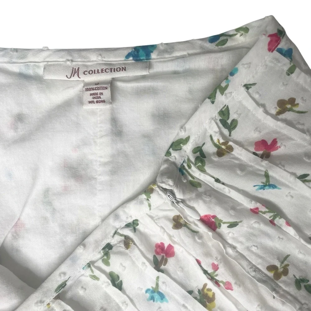 JM Collection 100% Cotton Floral Skirt Size 12 Flowers Girly Feminine Classic